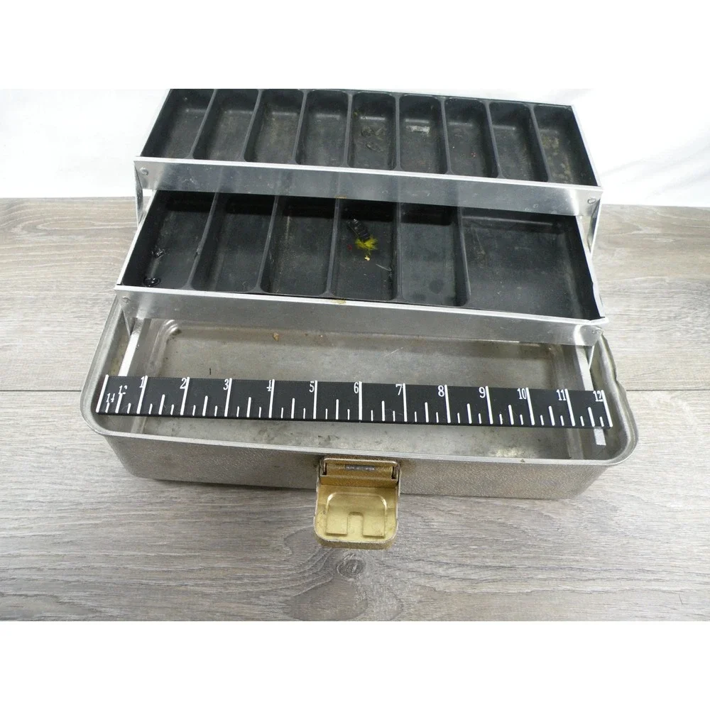 Vintage UMCO 102A Aluminum Cantilever Tackle Box Fishing Equipment Made in USA